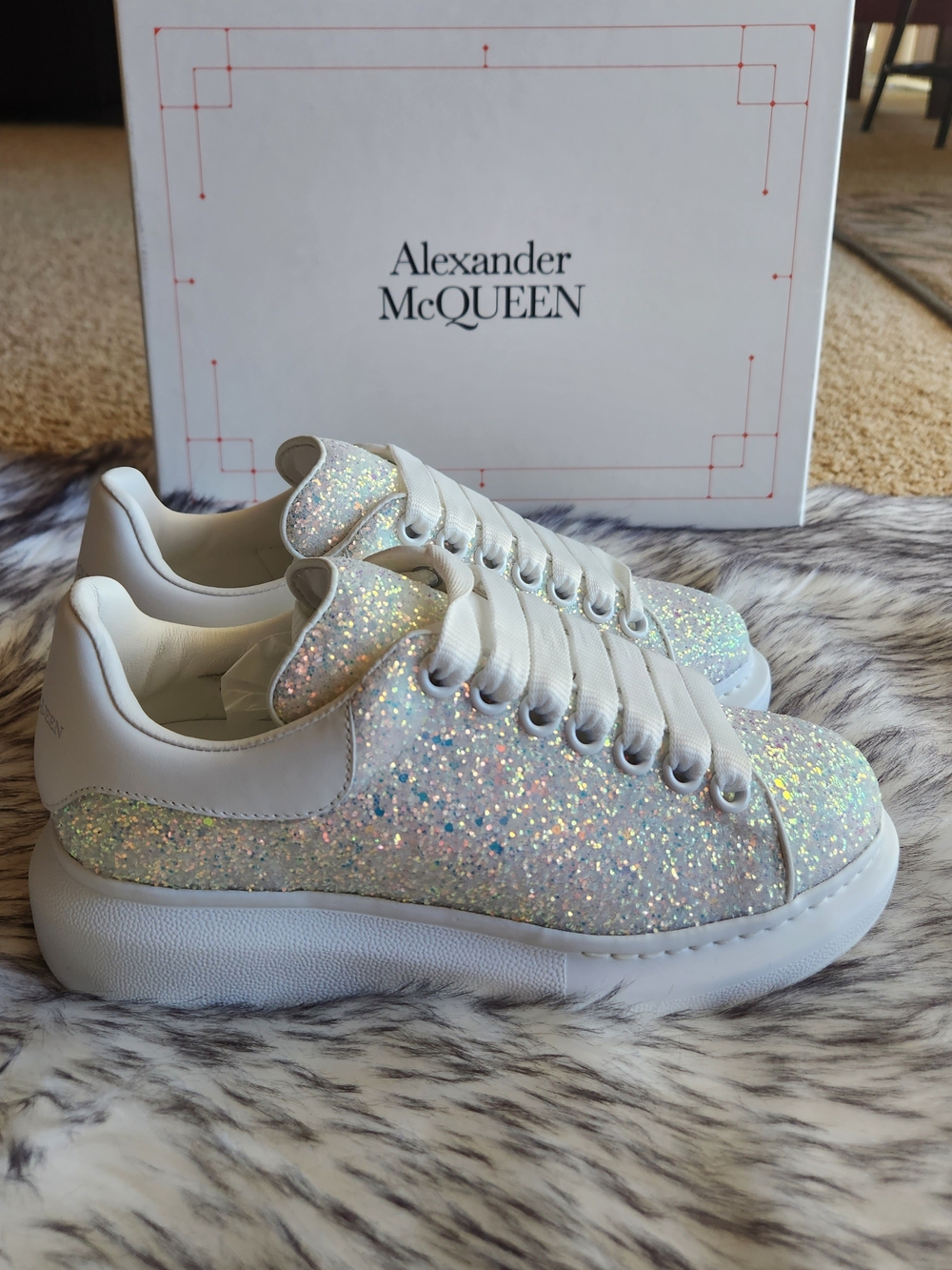 Alexander McQUEEN White Glitter Oversized Sneaker